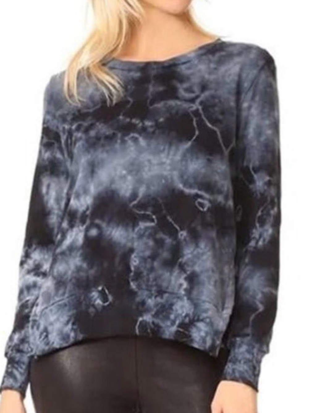#736 PAM & GELA Black and Gray Tie-Dye Sweatshirt with Side Ties